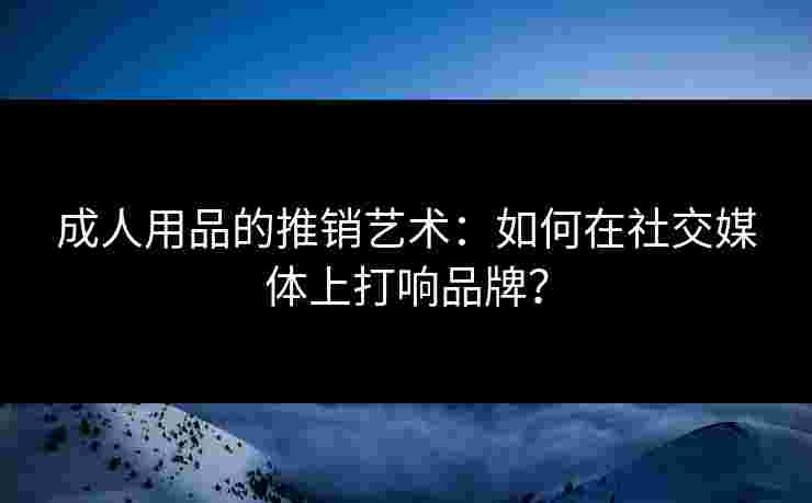 成人用品的推销艺术：如何在社交媒体上打响品牌？